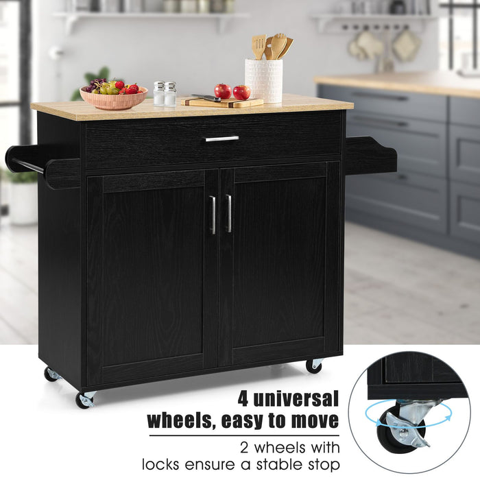 Rolling Kitchen Storage Trolley with Adjustable Shelf and Drawer