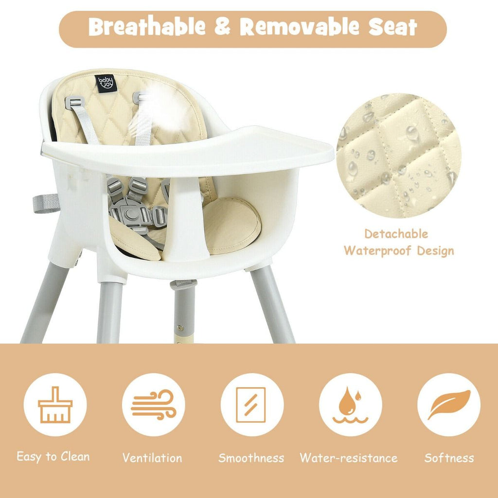 SEDOL 5-in-1 Convertible Baby High Chair & Independent Play Table Set with 5-Point Safety Harness 2-Position Removable Tray and Waterproof Easy-Clean Cushion