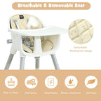 SEDOL 5-in-1 Convertible Baby High Chair & Independent Play Table Set with 5-Point Safety Harness 2-Position Removable Tray and Waterproof Easy-Clean Cushion