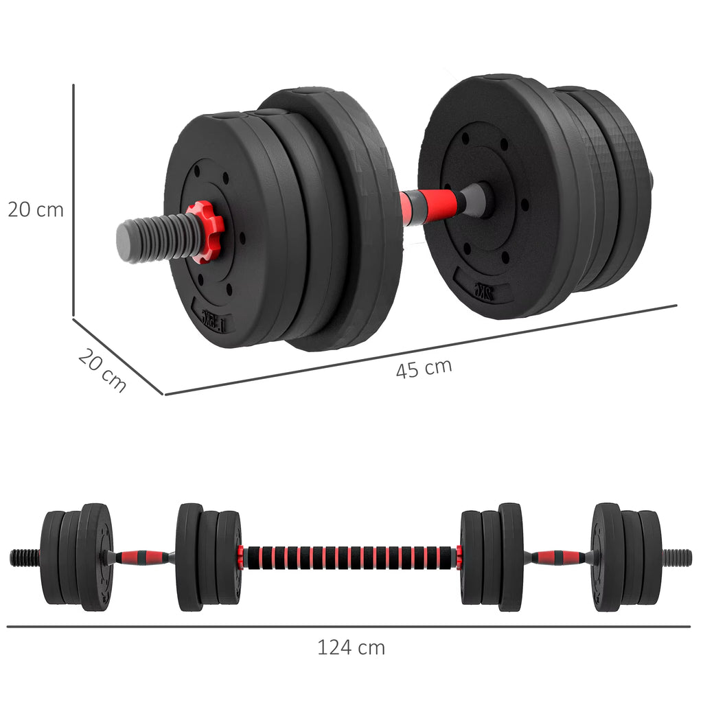 SEDOL 20kg Adjustable Dumbbells Set 2 in 1 Barbell Weights for Home Gym Lifting Training Strength Building Equipment Bodybuilding Workout for Men Women