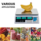 30–40kg  Digital Price Computing Scale – Vegetable & Retail Weighing Scale with Backlit LCD Display, 5g Precision & UK Plug – Silver & White