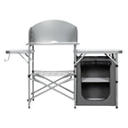Camping Kitchen Table with Storage & Windscreen – Folding BBQ & Prep Station