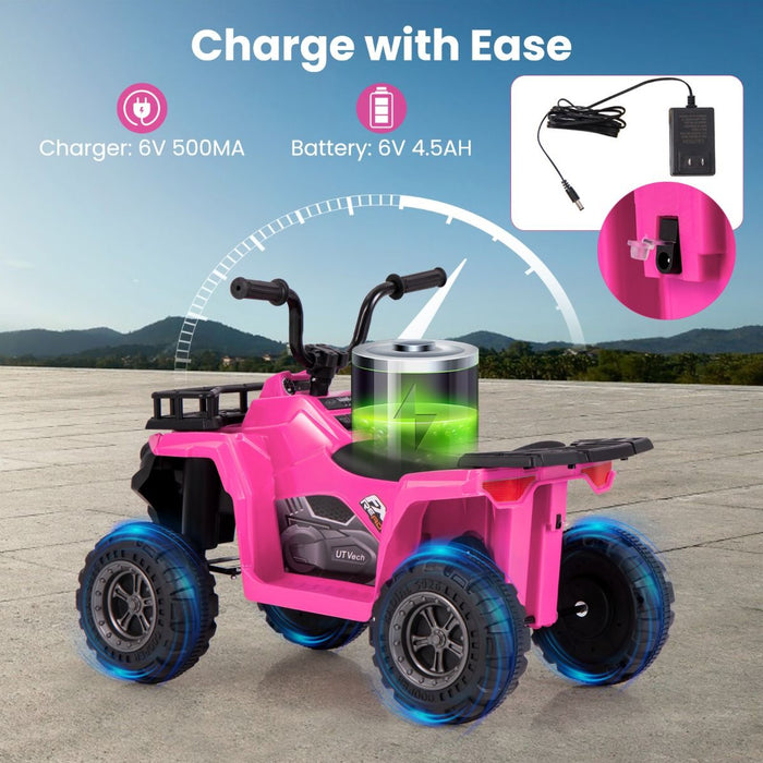 6V Kids Quad Ride-On – One-Button Start ATV with Tread Tires & MP3 Player