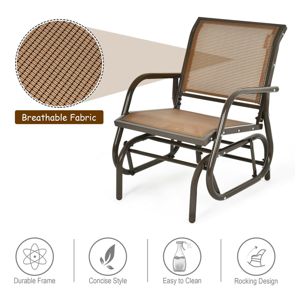 Glider Rocking Chair – Outdoor Swing Seat with Steel Frame & Breathable Fabric