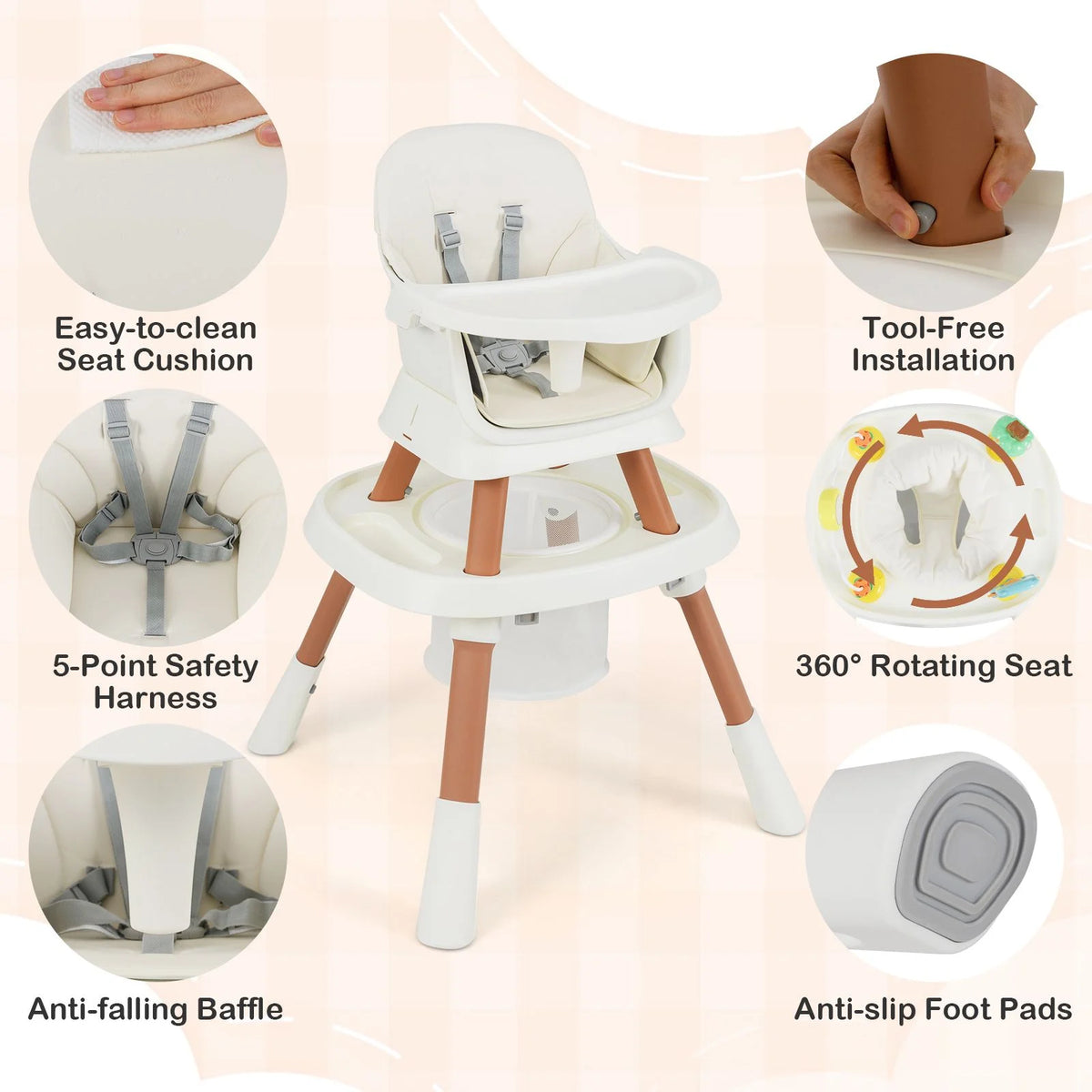 SEDOL 16-in-1 "Ultimate Explorer" High Chair & Activity Center — Convertible Sensory Station, Building Block Table, Booster Seat, and High Stool with 360° Rotating Seat – 6-36 Months