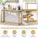 Gold Console Table – Faux Marble Top & Geometric Metal Frame