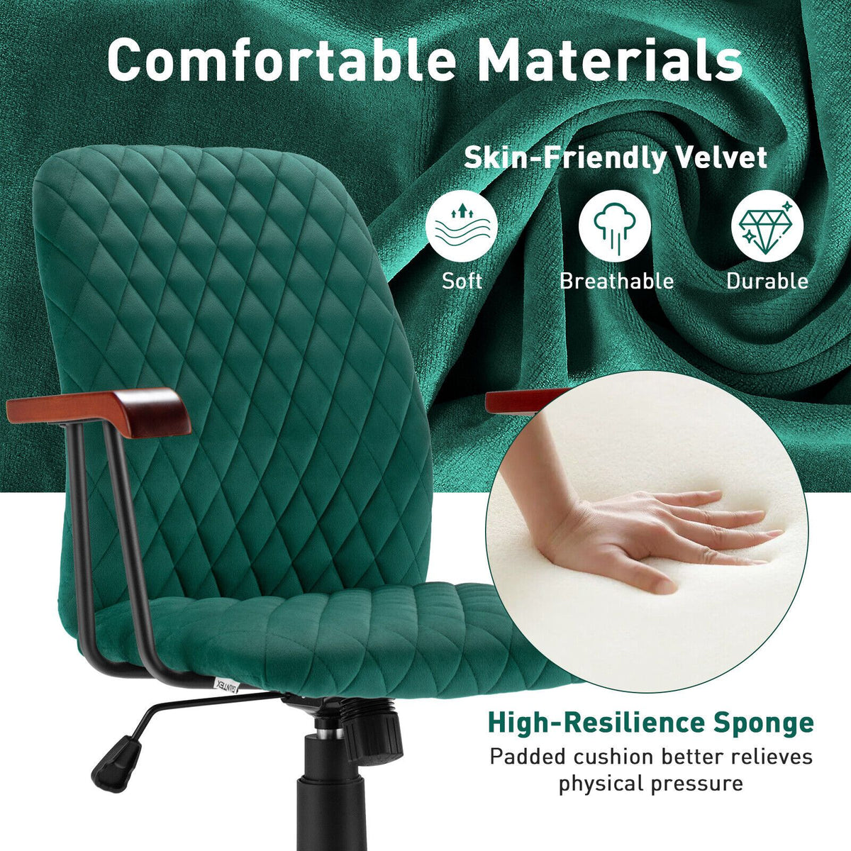 Adjustable Velvet Rocking Leisure Chair with Padded Seat