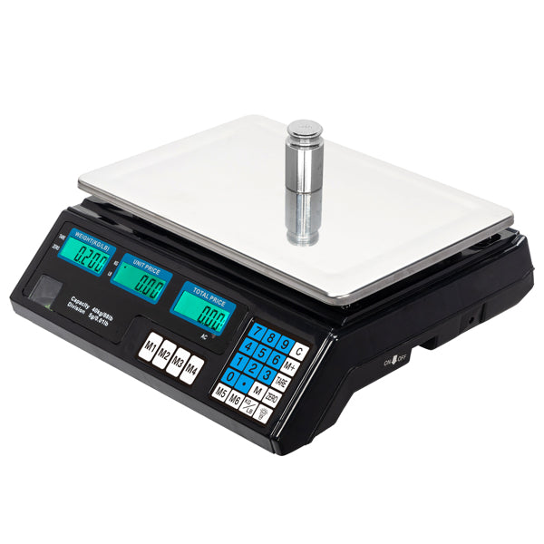 30–40kg  Digital Price Computing Scale – Vegetable & Retail Weighing Scale with Backlit LCD Display, 5g Precision & UK Plug – Silver & Black