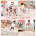 SEDOL 5-in-1 Convertible Baby High Chair & Independent Play Table Set with 5-Point Safety Harness 2-Position Removable Tray and Waterproof Easy-Clean Cushion