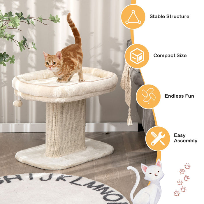 2-Tier Cat Tree with Sleeping Perch Sisal Scratching Plate and Ball