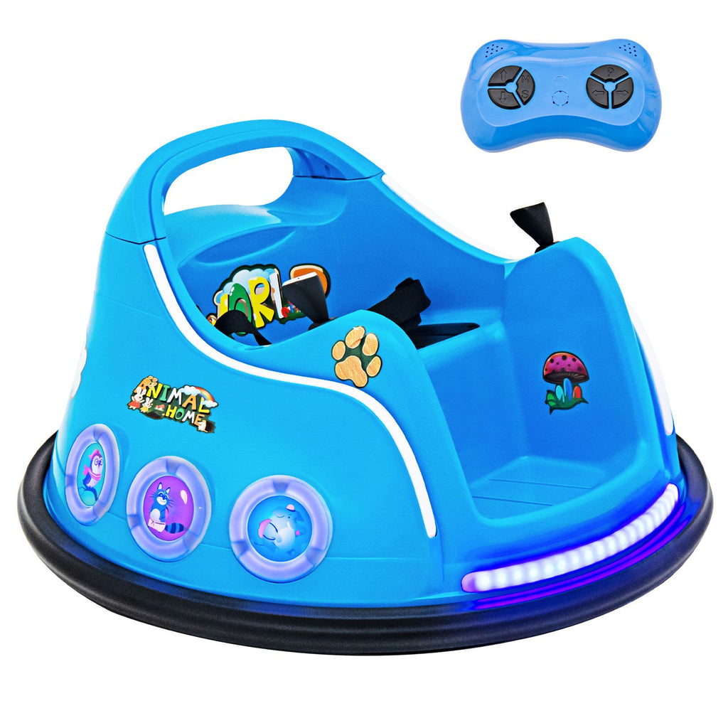 SEDOL 12V High-Performance Kids Bumper Car with 360° Rotation Parental Remote Control Wireless Bluetooth Audio and LED Light Show – 30kg Capacity