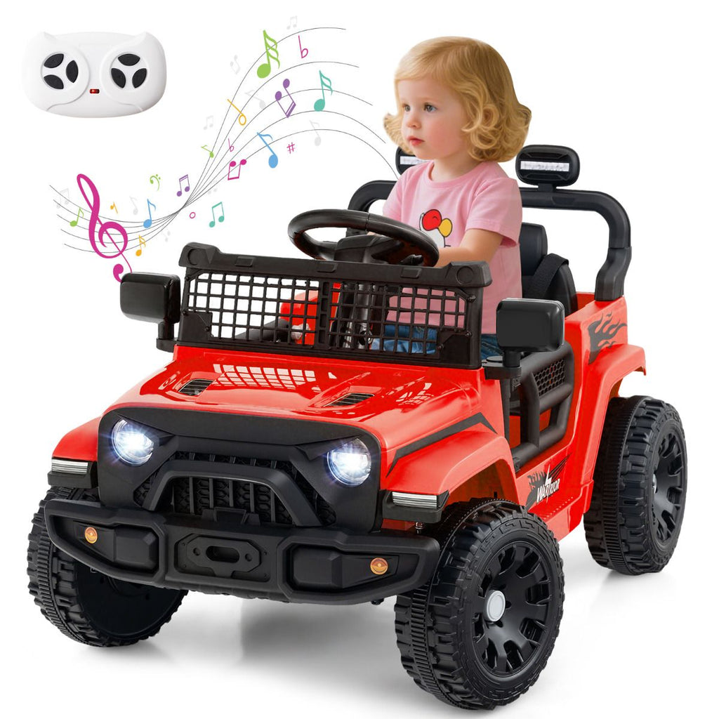 SEDOL 12V Electric Ride-On Truck for Kids with Parental Remote Control Dual 25W Motors All-Terrain Shock Absorbers LED Headlights and Soft-Start Safety System