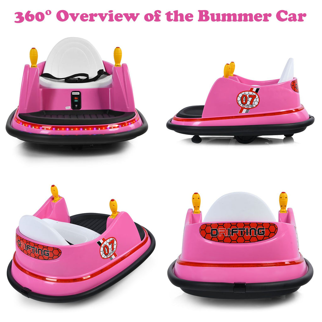SEDOL Kids 6V Electric Bumper Car for Toddlers 360° Zero-Turn Waltz Car with Parental Remote Control Wall-Safe Rubber Bumper and Flashing LED Light Show