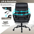 Executive Office Chair Height Adjustable Leather Computer Desk Chair with Rocking Backrest