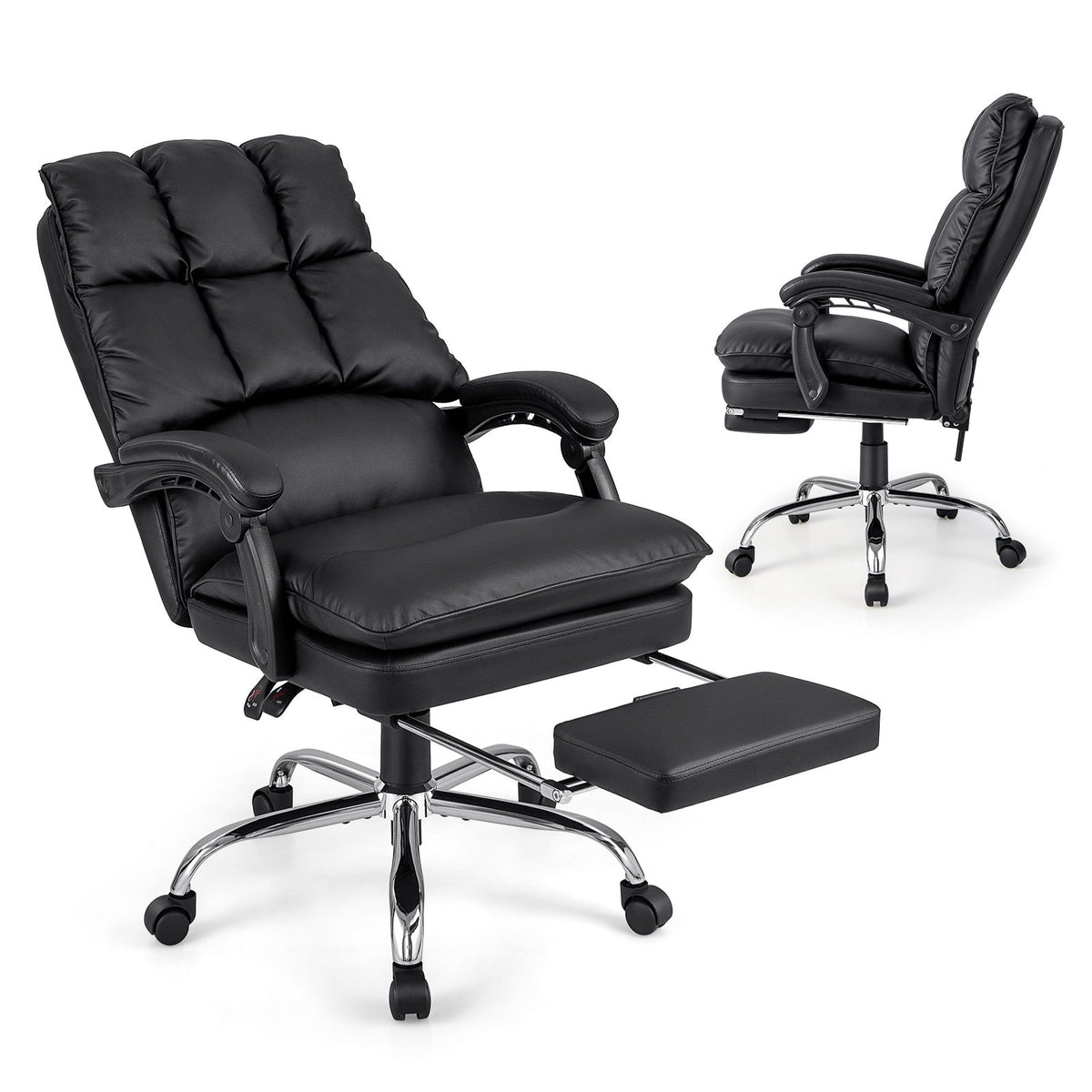 Ergonomic Adjustable High Back Rolling Computer Chair with Retractable Footrest