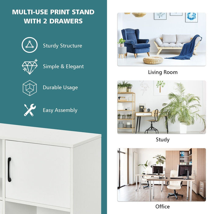 Home Office Mobile File Cabinet with 2 Drawers 2 Open Shelves and Door