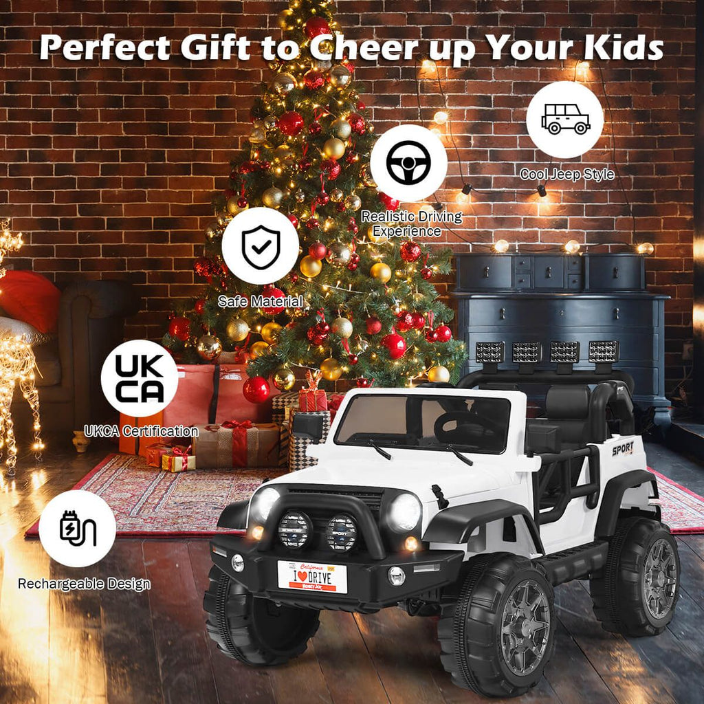 SEDOL 2-Seater 12V Electric Kids Ride-On Truck with Dual Storage Compartments Parental Remote Control High-Capacity 7Ah Battery and All-Terrain Spring Suspension – 50kg Limit