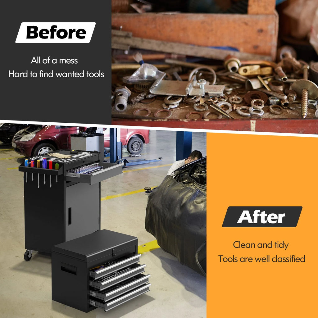 High-Capacity Rolling Tool Cabinet – Lockable Wheels, Metal 2‑in‑1 Chest & Base