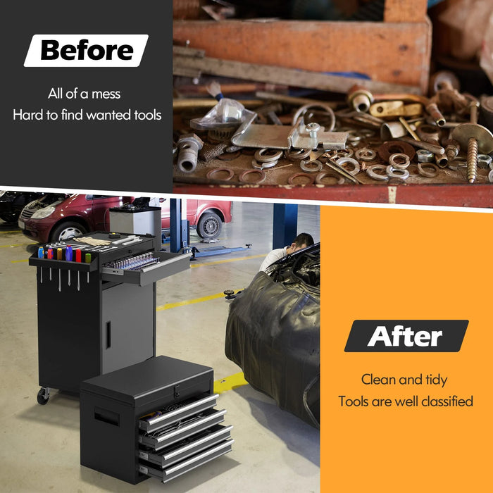 High-Capacity Rolling Tool Cabinet – Lockable Wheels, Metal 2‑in‑1 Chest & Base