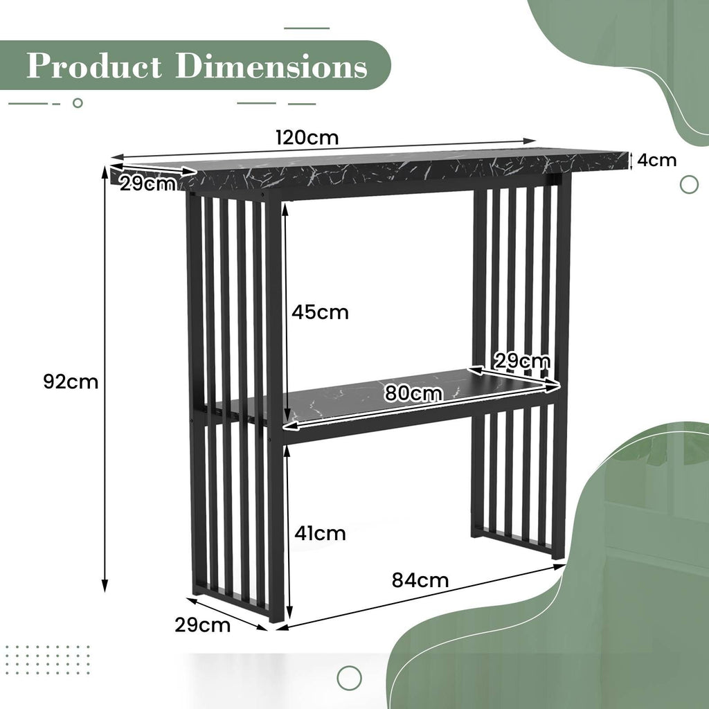 2-Tier Faux Marble Console Table for Entryway Living Room Bedroom