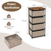 4-Tier Fabric Dresser with Drawers and Metal Frame