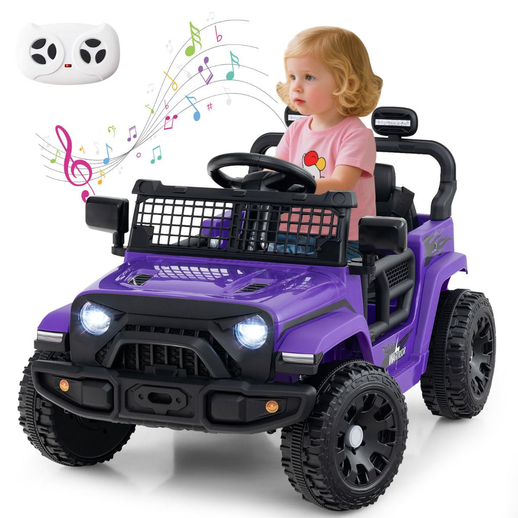 SEDOL 12V Electric Ride-On Truck for Kids with Parental Remote Control Dual 25W Motors All-Terrain Shock Absorbers LED Headlights and Soft-Start Safety System