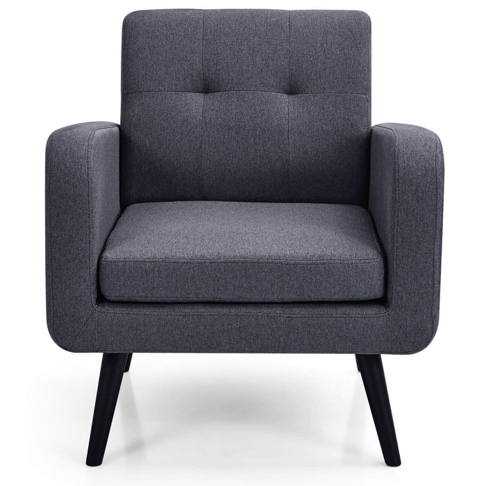 Mid-Century Modern Upholstered Accent Chair with Rubber Wood Legs