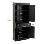 4-Door Tall Kitchen Cupboard Adjustable Shelves and Drawer