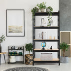 5-Tier Adjustable Storage Rack – Heavy-Duty Metal & MDF Shelving Unit
