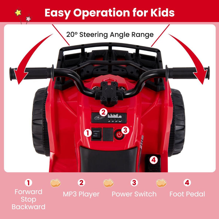 6V Kids Quad Ride-On – One-Button Start ATV with Tread Tires & MP3 Player
