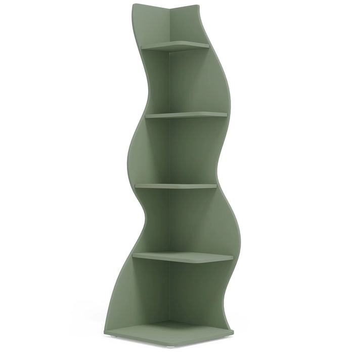 SEDOL Corner Shelf 5-Tier Modern Wall Bookshelf Stylish Tall Corner Storage Rack Small White Bookcase Plant Stand for Living Room Bedroom Office Space Saving