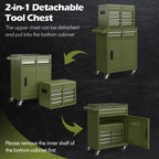 High-Capacity Rolling Tool Cabinet – Lockable Wheels, Metal 2‑in‑1 Chest & Base