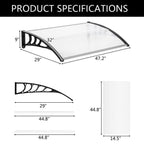 120x80cm Door Canopy – Outdoor Rain Cover Awning for Front Door, Window or Patio (White/Black)