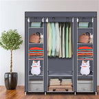 69" Portable Clothes Wardrobe – Non-Woven Fabric Closet Organiser (Grey)