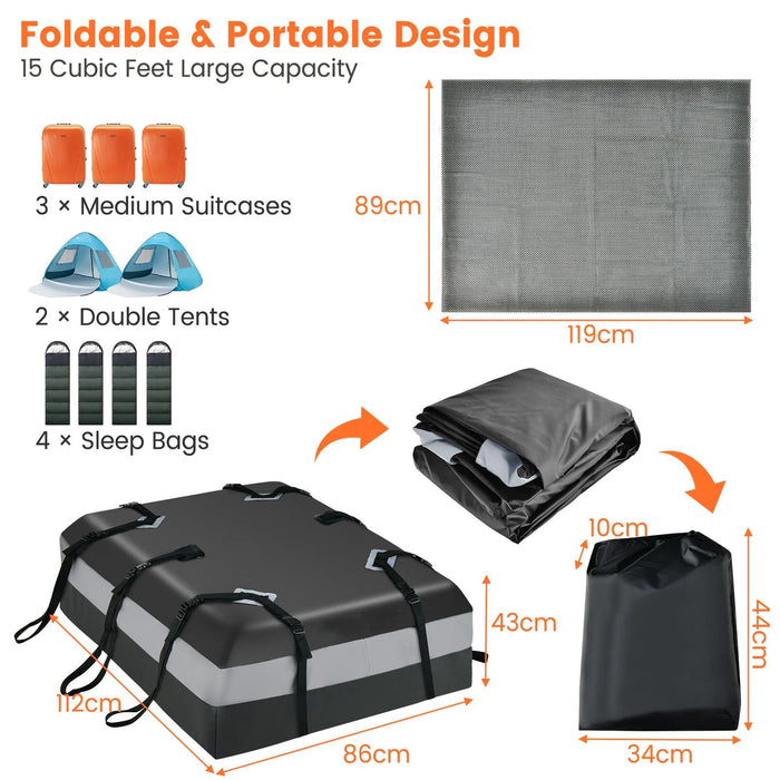 Waterproof Rooftop Luggage Bag with Non-Slip Mat and 6 Door Hooks