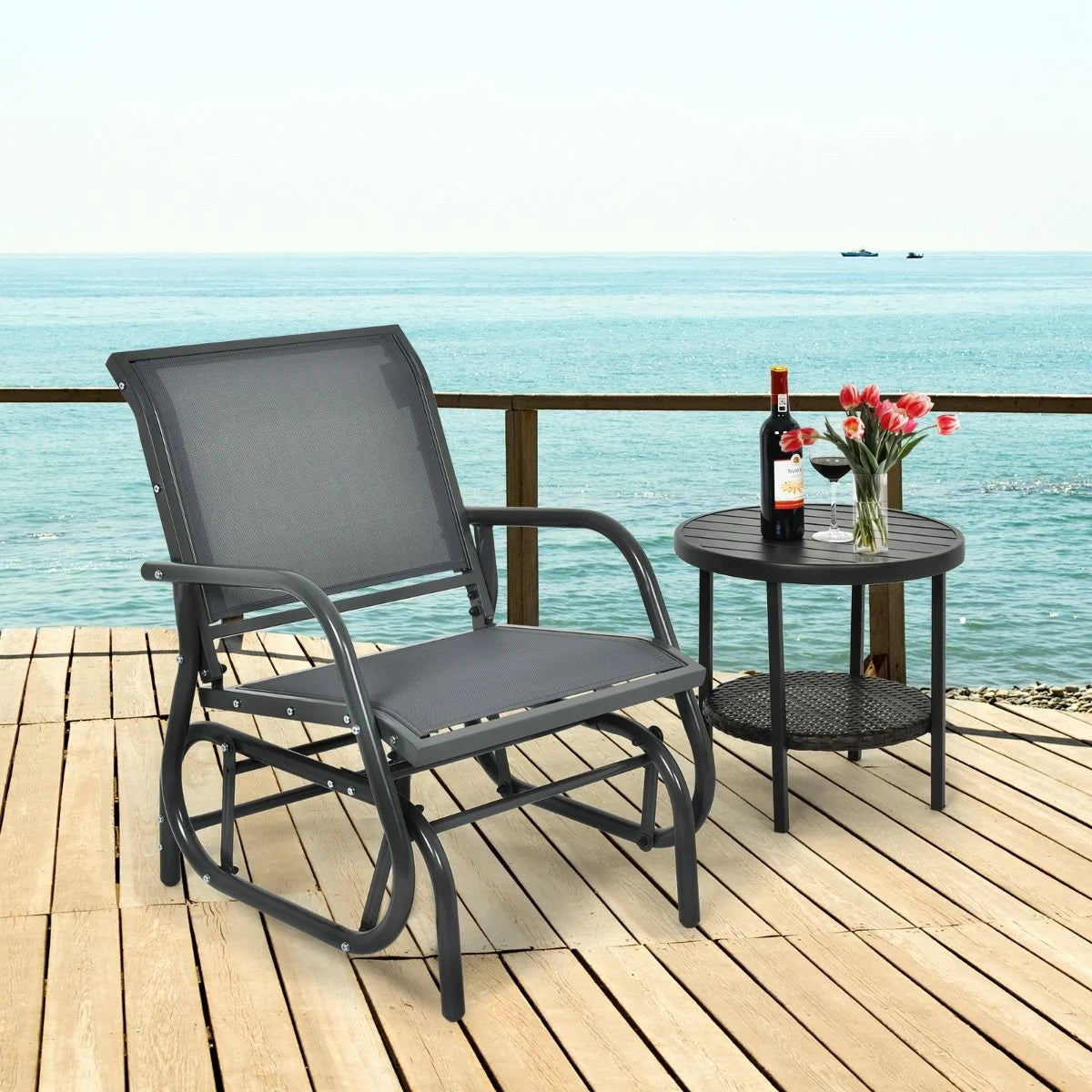Glider Rocking Chair – Outdoor Swing Seat with Steel Frame & Breathable Fabric