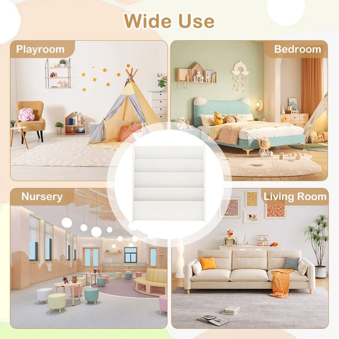4-Tier Kids Bookshelf with Deep Compartments for Kids Bedroom