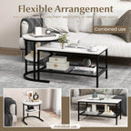 Set of 2 Nesting Coffee Table with Extra Storage Shelf