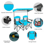 Double Folding Camping Chair with Canopy and Armrests
