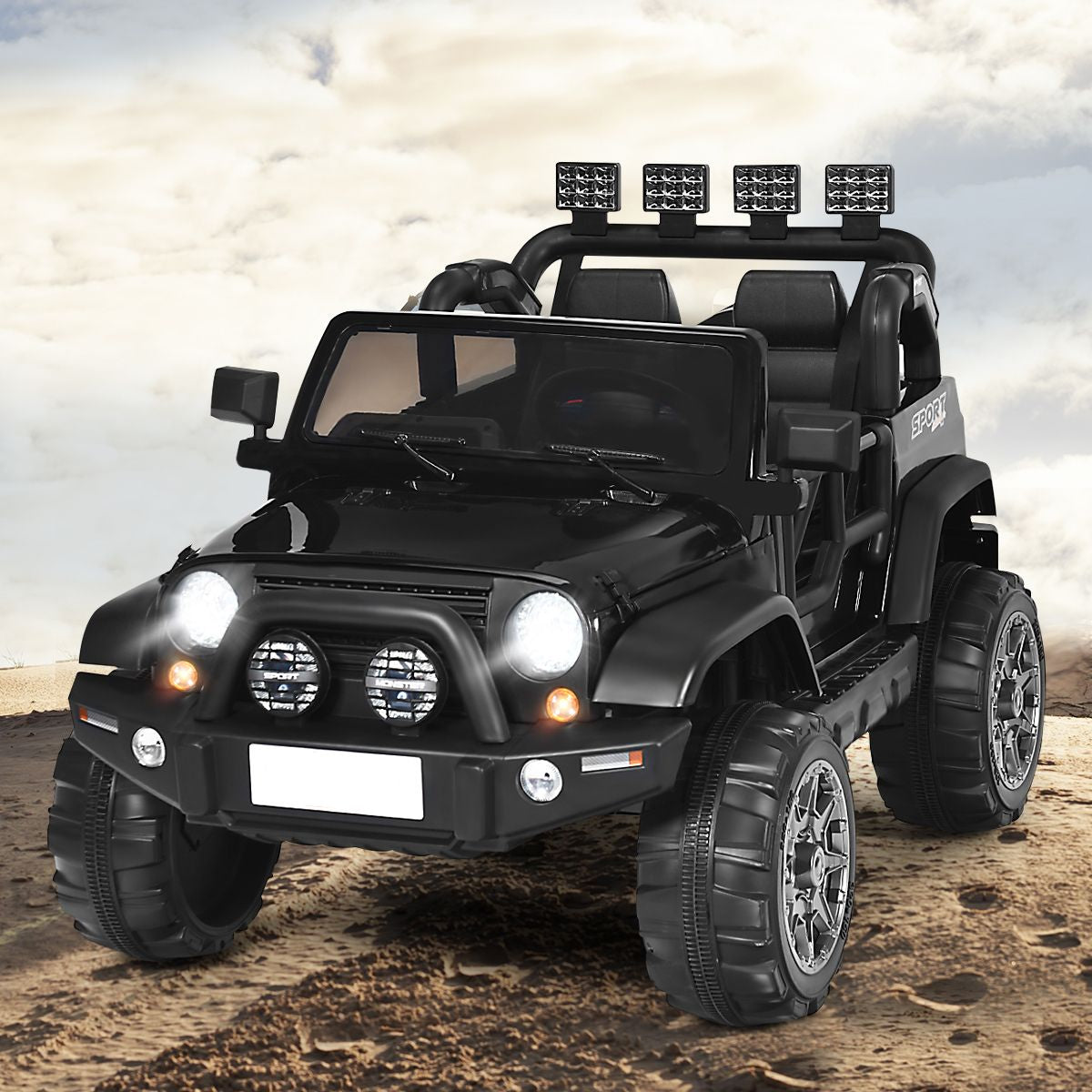 SEDOL 2-Seater 12V Electric Kids Ride-On Truck with Dual Storage Compartments Parental Remote Control High-Capacity 7Ah Battery and All-Terrain Spring Suspension – 50kg Limit