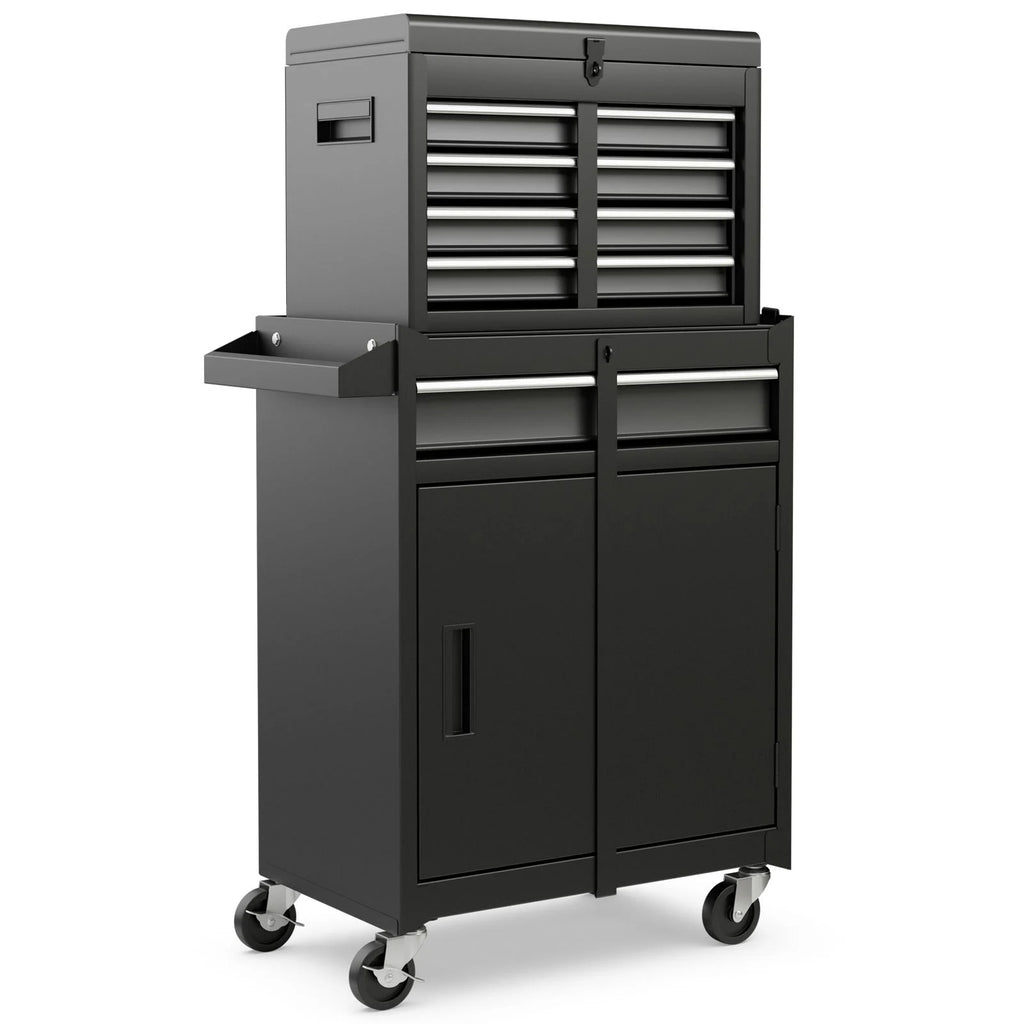 High-Capacity Rolling Tool Cabinet – Lockable Wheels, Metal 2‑in‑1 Chest & Base