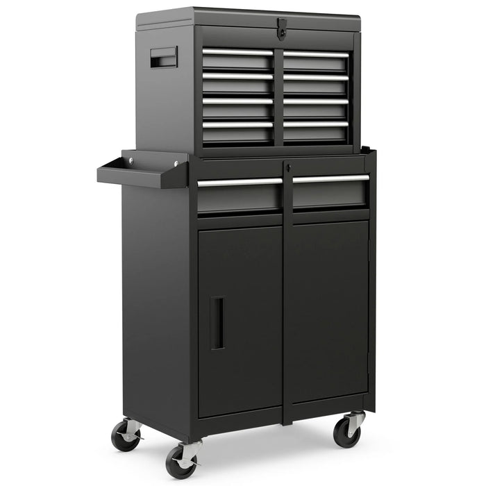 High-Capacity Rolling Tool Cabinet – Lockable Wheels, Metal 2‑in‑1 Chest & Base