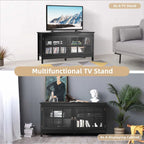 Modern Wooden TV Stand with Tempered Glass Doors for Tvs up to 50''