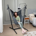 Hammock Chair with Stand – Adjustable Height, Phone Holder & Boho Tassels