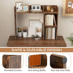 Wooden Desk Bookshelf with 4 Shelves and Open Back Compartment
