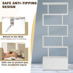 Industrial S-Shaped 5-Tier Bookcase with Cabinet