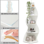 SEDOL Corner Shelf 5-Tier Modern Wall Bookshelf Stylish Tall Corner Storage Rack Small White Bookcase Plant Stand for Living Room Bedroom Office Space Saving