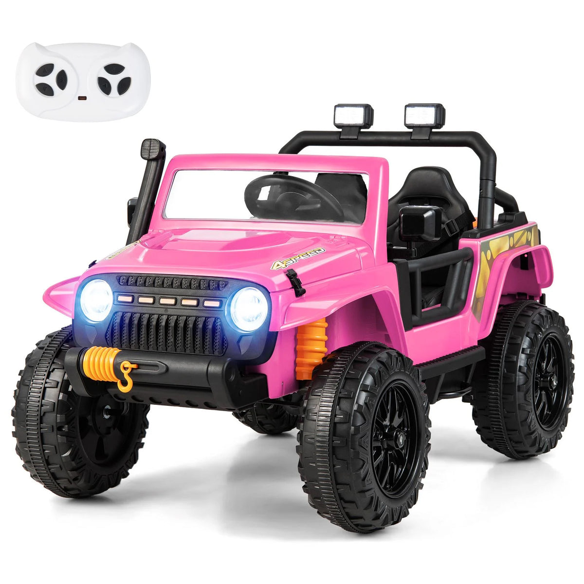 SEDOL 12V Parent-Child Ride-On Truck with 100kg High-Capacity Load High-Torque Dual Motors Parental Remote Control and Integrated Adult Seat with Folding Foot Pedals