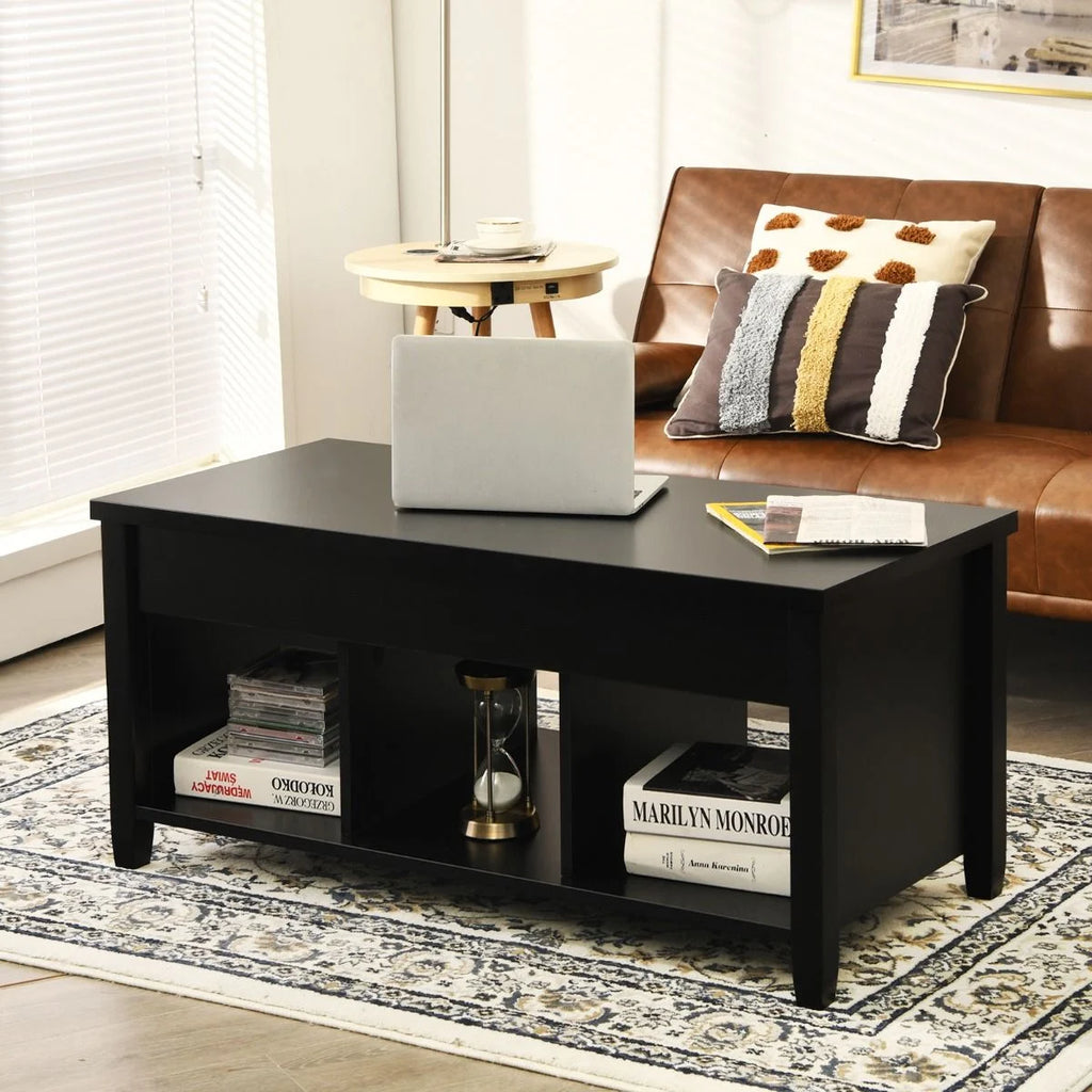 Rising Center Table with Lift Top Hidden Compartment