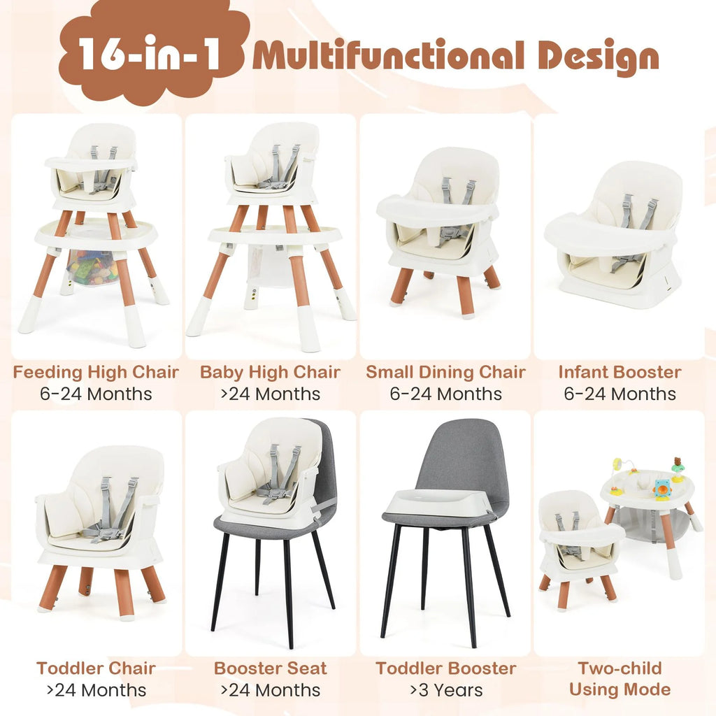 SEDOL 16-in-1 "Ultimate Explorer" High Chair & Activity Center — Convertible Sensory Station, Building Block Table, Booster Seat, and High Stool with 360° Rotating Seat – 6-36 Months